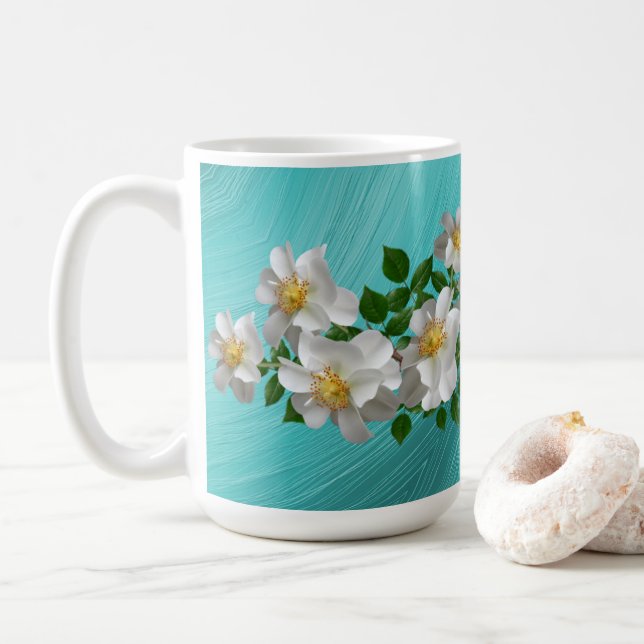 Mug de thé blanc turquoise (Avec donut)