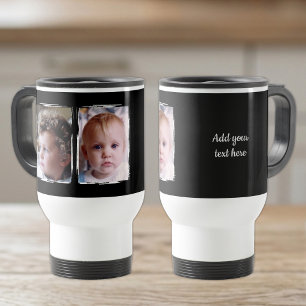 Mug De Voyage 2 photo texte personnalisé blanc noir