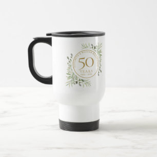 Mug De Voyage 50e Anniversaire de Mariage Aquarelle Feuilles