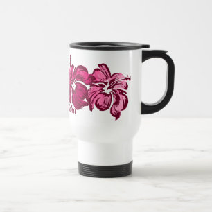 Mug de voyage à l'aquarelle Hibiscus