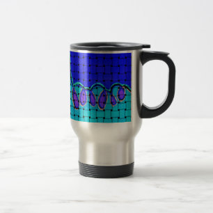 Mug De Voyage Abstrait bleu français avec texture tissée