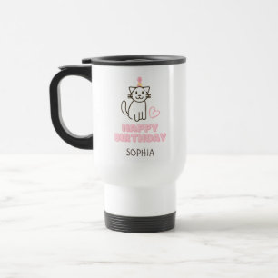 Mug De Voyage Adorable Chat dans un Casquette d'anniversaire