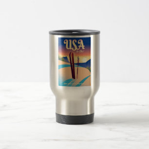 Mug De Voyage Affiche de voyage de style vintage "Pour skier" Ét
