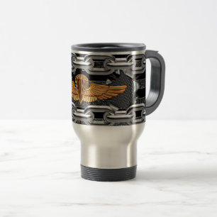 Mug De Voyage Aile aéroportée, drapeau américain, avec chaîne.