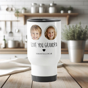 Mug De Voyage Aimez-vous grand-père Photo à deux visages perso