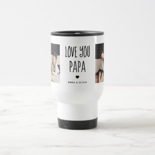 Mug De Voyage Aimez-vous Papa Texte manuscrit de deux photos