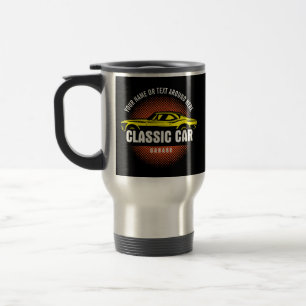 Mug De Voyage Ajouter un nom Texte Jaune voiture classique