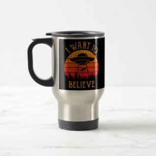 Mug De Voyage Alien vintage UFO Hunter Je veux croire Retro P