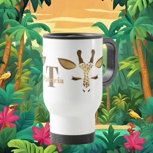 Mug De Voyage Amateur de girafe mignonne ajouter monogramme