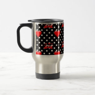 Mug De Voyage Amour Cœur mignon et motif à pois élégant
