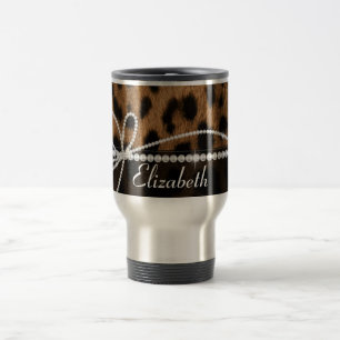 Mug De Voyage Animal girly chic à la mode de léopard de noir de