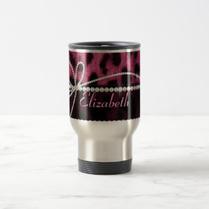 Mug De Voyage Animal girly chic à la mode de léopard de roses
