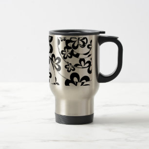 Mug De Voyage Anneaux et fleurs noirs et blancs