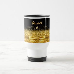 Mug De Voyage Anniversaire noir or arc nom élégant
