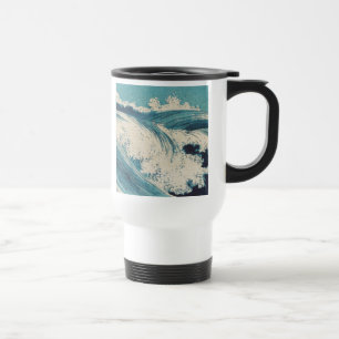 Mug De Voyage Antique Japonais Bleu Vagues Océan Imprimer