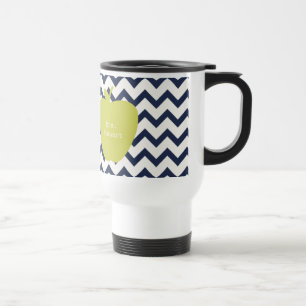 Mug De Voyage Apple et professeur jaunes de Chevron de marine