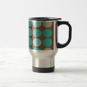 Mug De Voyage Aqua Bleu Turquoise & Brown Points Motif Moderne