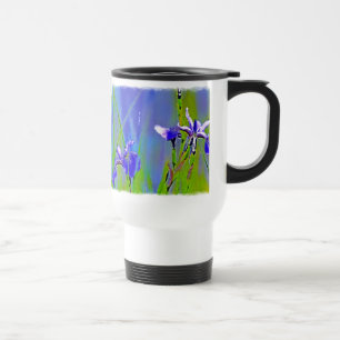 Mug De Voyage Aquarelle bleu Iris Floral Art