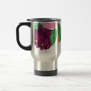 Mug De Voyage aquarelle boho chic Bourgogne rose Fleurs