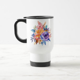 Mug De Voyage Aquarelle Rose Fleurs Design-58392