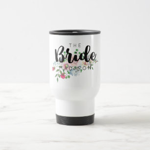 Mug De Voyage Aquarelle Rose florale Mariage mariée
