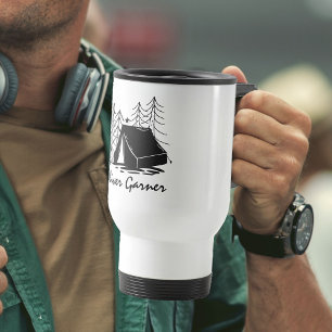 Mug De Voyage Art de doodle de camping personnalisé en colonie d