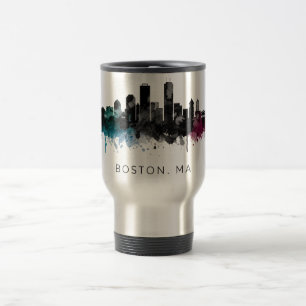 Mug De Voyage Art du Massachusetts Aquarelle de l'horizon de B