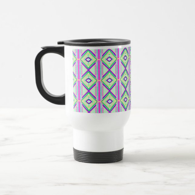 Mug De Voyage Art Pixel Boho Géométrique Coloré (Gauche)
