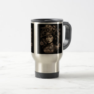Mug De Voyage Asian Steampunk Femme Voyage / Mug Commuter, 15 oz