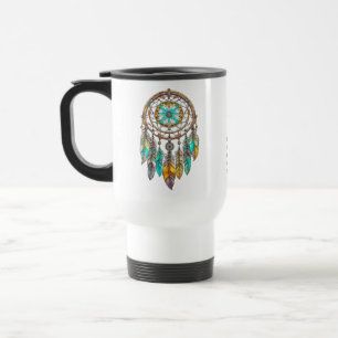 Mug De Voyage Attrape-rêves Bleu, Turquoise et Marron Doux Rêv