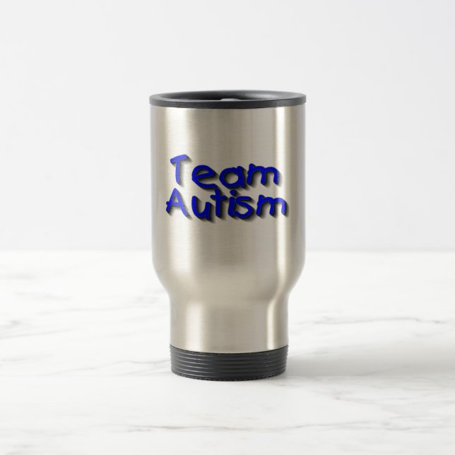 Mug De Voyage Autisme d'équipe (bleu) (Centre)