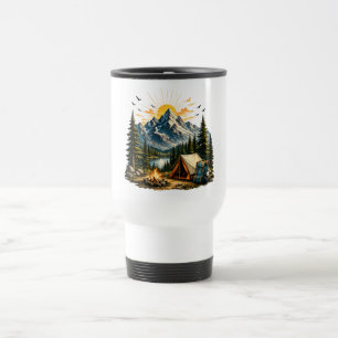 Mug De Voyage Aventure de camping en montagne Coucher de soleil 