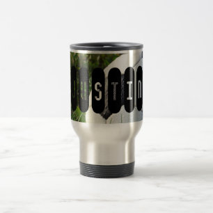 Mug De Voyage Bal de football noir et blanc en café vert en herb