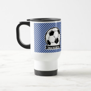 Mug De Voyage Balle de Football, Bleu & Blancs, Sports