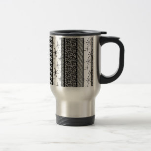 Mug De Voyage Bandes de Motifs rétro noir et blanc 1