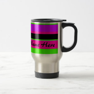 Mug De Voyage Bandes de néon rose/vert