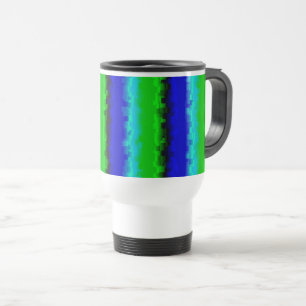Mug De Voyage Bandes de verre brisé bleu vert