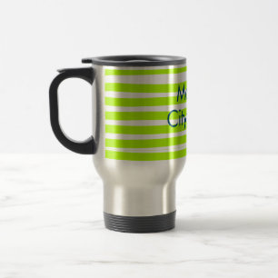 Mug De Voyage Bandes rétro jaune vert néon ajoutent nom lieu vil