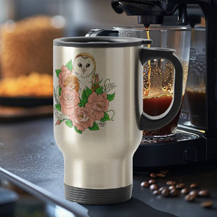 Mug De Voyage Barne Chouette Fleurs roses Bleu