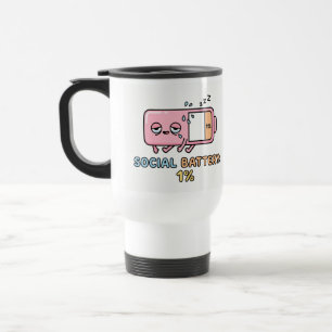 Mug De Voyage Batterie sociale Kawaii 1% Énergie d'introverti dr