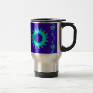 Mug De Voyage Belle Iridescente Blue Floral Art peinture à l'hui