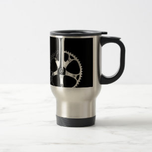Mug De Voyage Bicyclette Crankset - blanc de Pista sur le noir