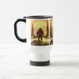 Mug De Voyage Bigfoot Sasquatch Art Rétro