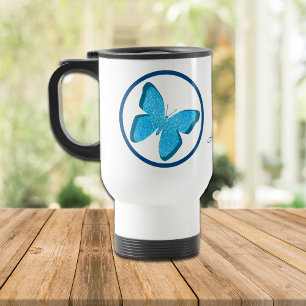 Mug De Voyage Bijou papillon bleu personnalisé