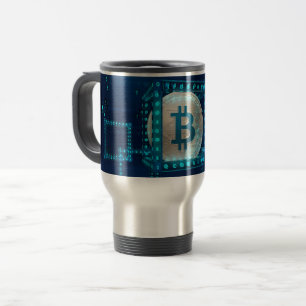 Mug De Voyage Bitcoin Cryptomonnaie Blockchain Blue Silver