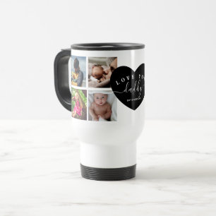 Mug De Voyage Black Elegant Moderne Papa Photo Collage Personnal