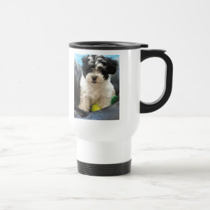 Mug De Voyage Blanc de noir de chiot de délivrance de Havanese
