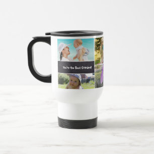 Mug De Voyage Blanc Personnalisé, Collage 6 Photos, Grand-mère