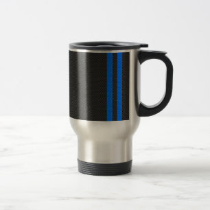 Mug De Voyage Bleu Accent Fibre de carbone Style bandes de cours