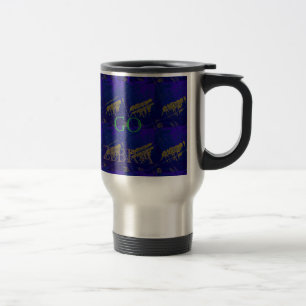 Mug De Voyage Bleu français "Let's Go Zebra" Abstrait